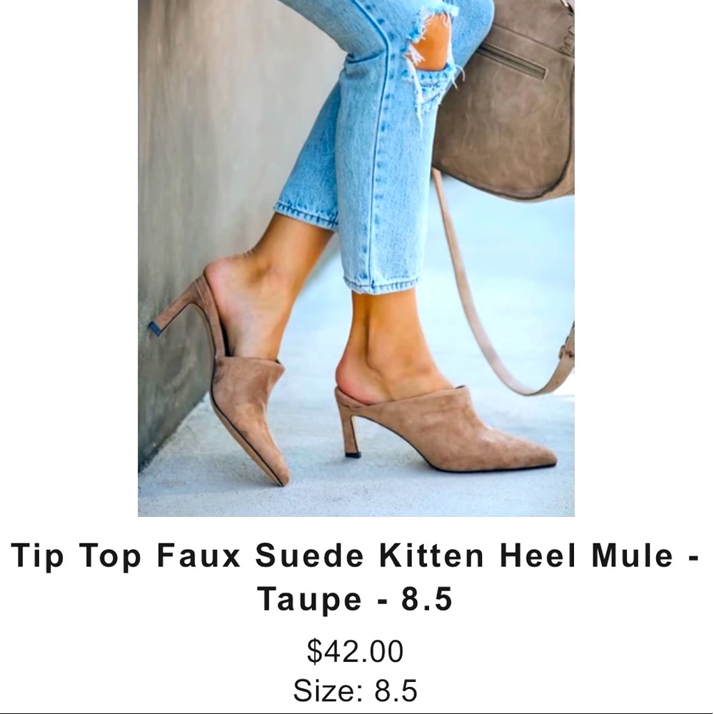 Taupe Kitten Heel Mule